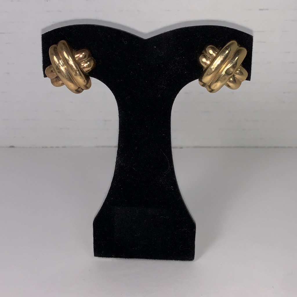 14 Kt Gold X Shaped Earrings